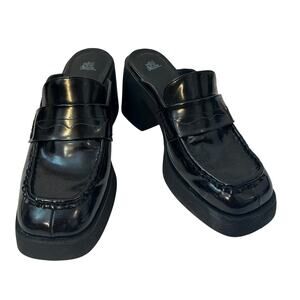 Wild Fable women's Open Black Patent Leather Mule Slippers Size 7.5